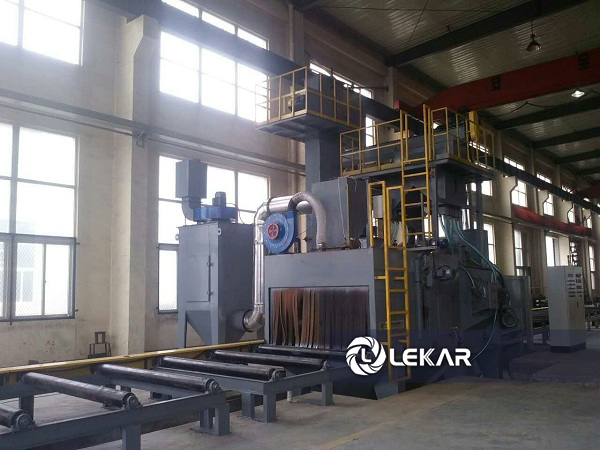 Máy phun bi băng chuyền con lăn phôi kết cấu thép tấm