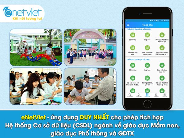 eNetViet là ứng dụng duy nhất cho phép tích hợp Hệ thống Cơ sở dữ liệu (CSDL) ngành về giáo dục Mầm non, giáo dục Phổ thông và GDTX