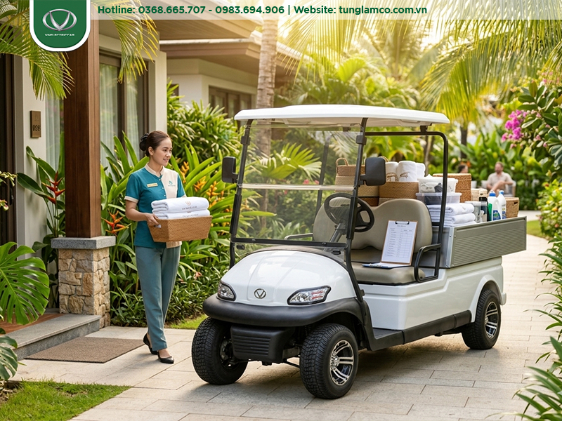 Những lợi ích của việc đầu tư xe điện chở hàng ở các khu resort