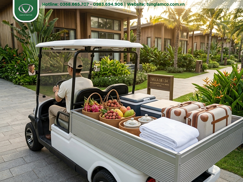 Những lợi ích của việc đầu tư xe điện chở hàng ở các khu resort