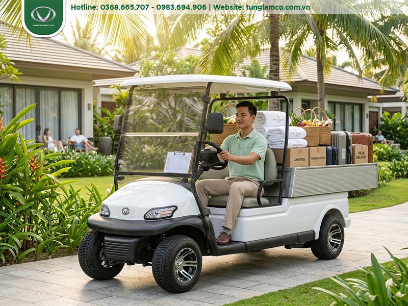 Những lợi ích của việc đầu tư xe điện chở hàng ở các khu resort