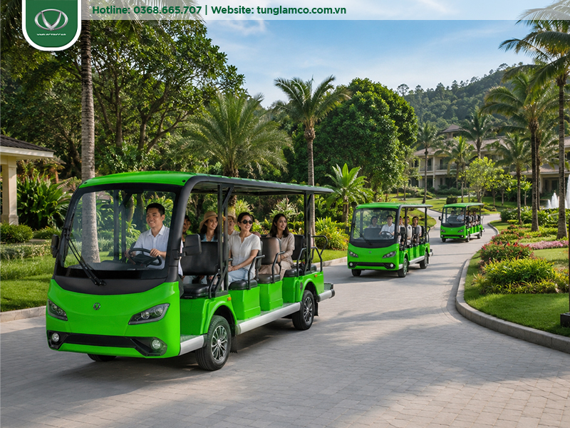 Đánh giá VNECAR D-G14: Mẫu xe điện du lịch 14 chỗ phù hợp cho resort, khu công nghiệp và khu du lịch