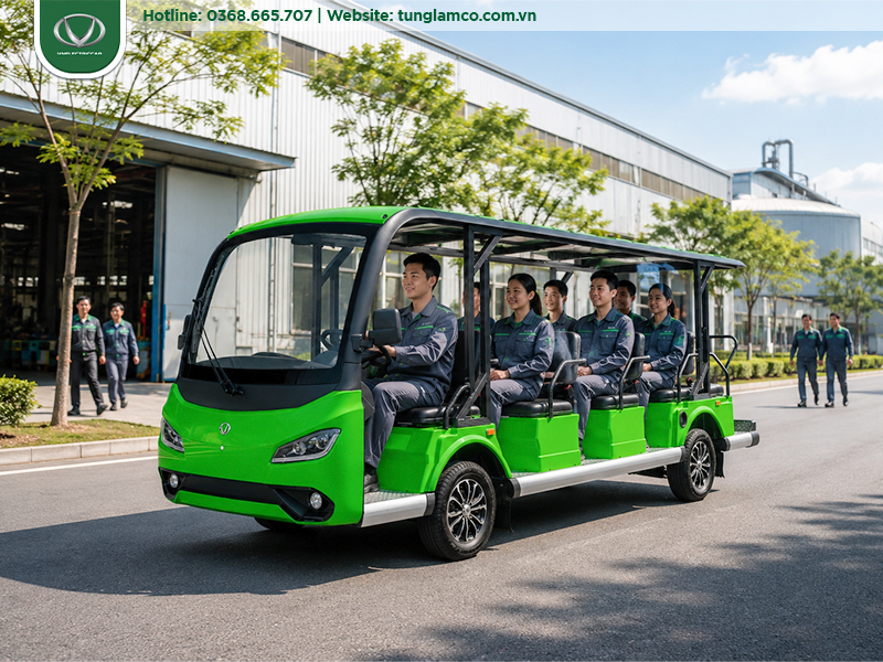 Đánh giá VNECAR D-G14: Mẫu xe điện du lịch 14 chỗ phù hợp cho resort, khu công nghiệp và khu du lịch