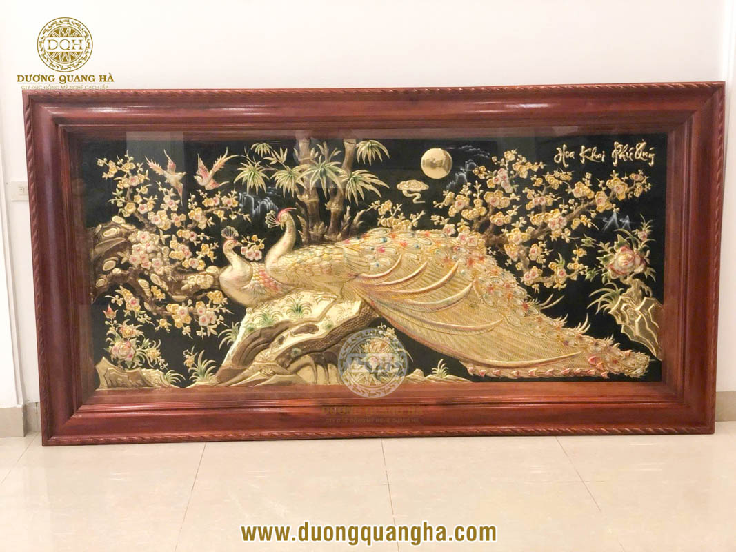 Mẫu tranh đồng Hoa Khai Phú Quý