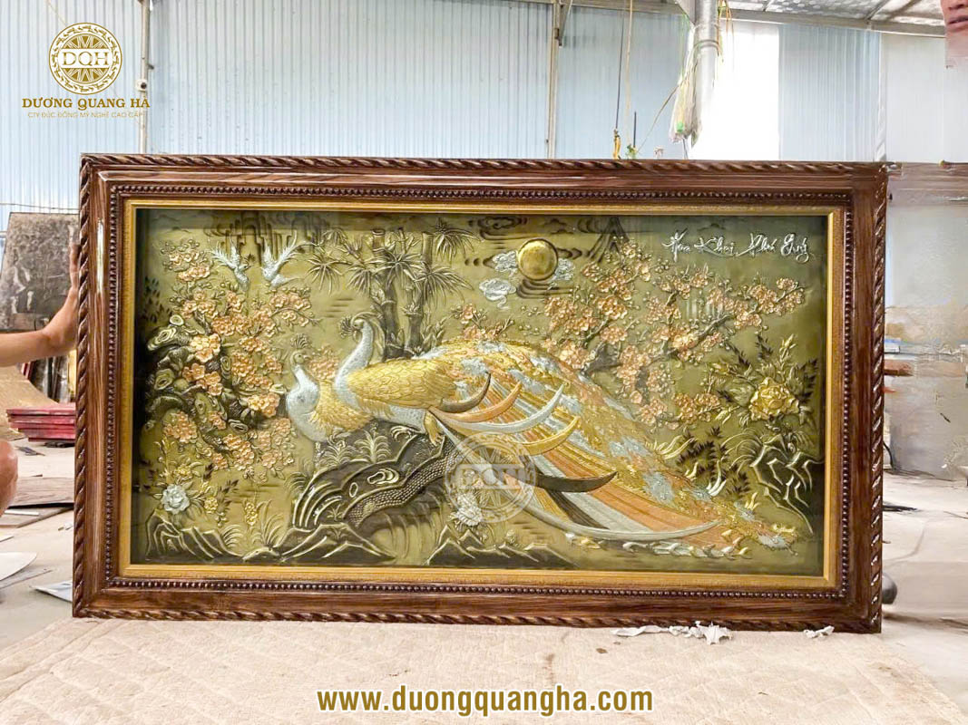 Mẫu tranh đồng Hoa Khai Phú Quý